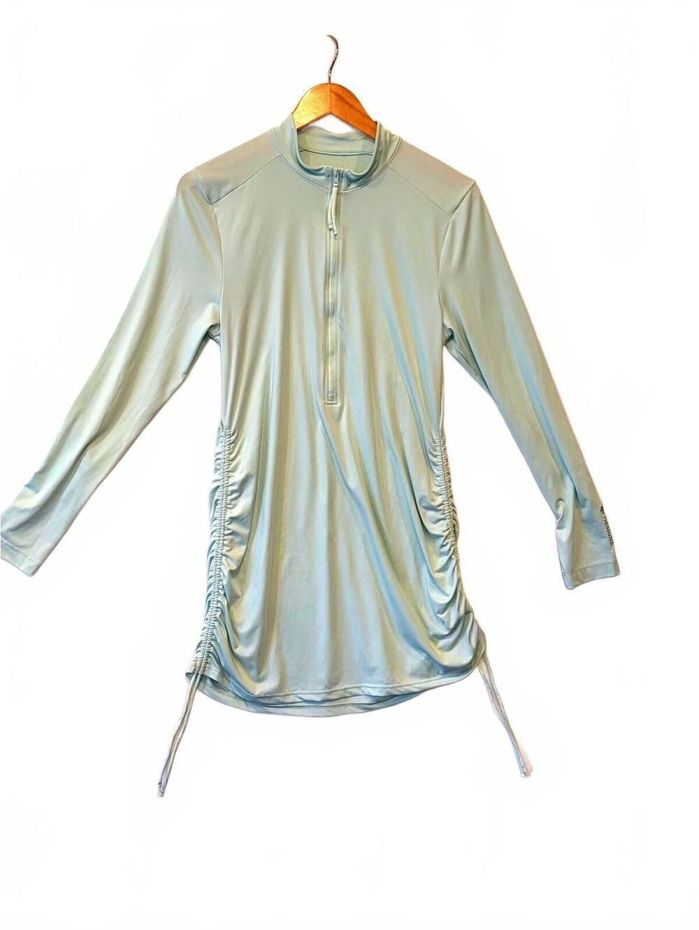 Carve Designs Cruz Rashguard Women M Sea Glass UPF 50 Half Zip Ruched